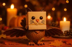 Whimsical Cat Owl Hybrid Figurine Unique 3D Printed Fantasy Creature Sculpture Cute Animal Mashup 3D Print Model in Animals 607527