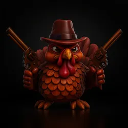 Wild West Turkey Funny Cowboy Turkey Figurine Thanksgiving Decor Gun-Slinging Turkey 3D Print Model in Animals 607657