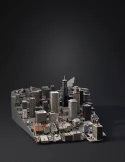Create me a Proper Gameready scale Map set in Downtown LA with the tal