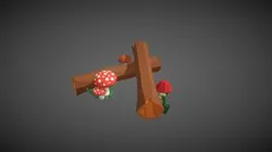 Low Poly Forest Composition, Logs, Mushrooms