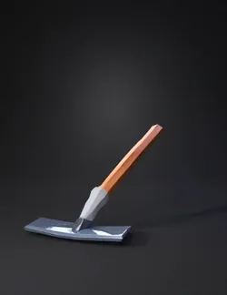 Stylized low poly garden hoe 90 degree flat rectangular metal blade a