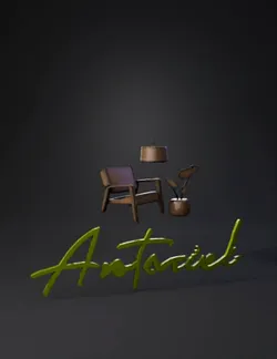 Antoniol interior design logo with sketch furniture icon green script