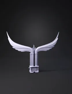 golden winged monument statue with central column and pedestal decora