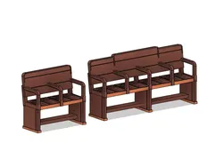 Model Railway Waiting Room Wooden Bench 2 and 4 Seat 3D print model