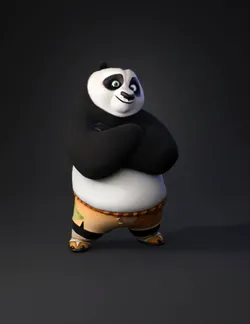 panda character Po from Kung Fu Panda black and white fur with beige