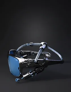 Futuristic Iceman sunglasses high tech gadget lightweight brushed