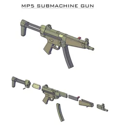 MP5 Submachinegun miniature and Toy 3D print model