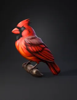 red cardinal bird illustration with black face mask orange chest and