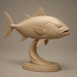 Amberjack Fish Statue 3D Model – Sleek Ocean Predator Sculpture for 3D Printing