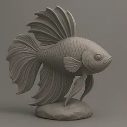 Betta Fish Statue 3D Model – Elegant ZBrush Style Sculpture for 3D Printing