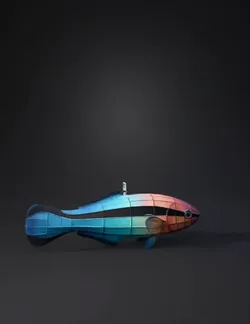 colorful gradient fish with scale pattern and fins