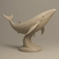 Fin Whale Statue 3D Model – Graceful Ocean Giant Sculpture for 3D Printing