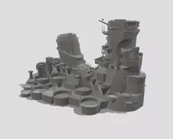 IJN Yamato Superstructure 1-200 and 1-350 Scale Detailed Model 3D print model