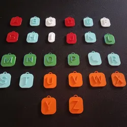Keyring Pack Letters A B C D E F G I J K L M N O P Q R S T U V W X Y Z - Roboto modern design