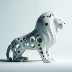 Lion Sculpture with Hollow Body Design | 3D Printed Animal Showpiece | Modern Art Decor | Creative 3D Model