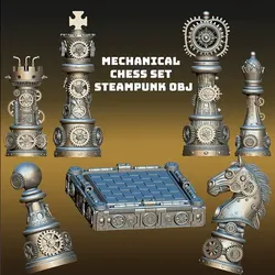 Mechanical Chess Set – Steampunk OBJ