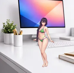 Sculptures & Artworks STL indir - Sexy Anime Beacht Girl in Green Bikini - 3DStudioVB