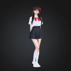 Student Girl Figurine – School Uniform Character Sculpture | Aluco Studio