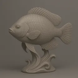 Tilapia Mozambique Statue 3D Model – Artistic ZBrush Style Sculpture for 3D Printing