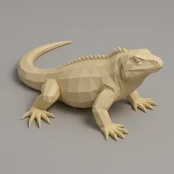 Galápagos Pink Land Iguana Low Poly 3D Model – Rare Reptile Sculpture for 3D Printing
