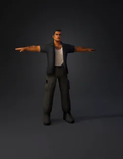 humanoid character in casual outfit with tatoos T pose dark shirt g