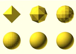 Openscad code to create fractal spheres based on an octahedron.