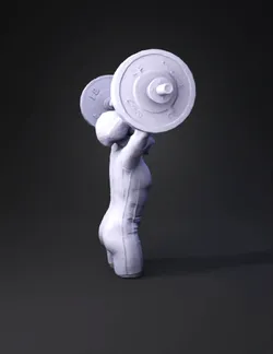 weightlifter performing a lift with red and blue weight plates