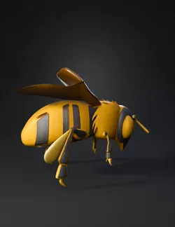 yellow and black striped bee with wings and legs insect model