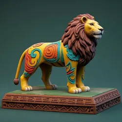 2772 Laughing African Lion with Majestic Mane - Full-Color Totem 3D Model, pug, dachshund, poodle, cat, dog, monkey, zebra, animal, armadillo, lion, fox, faun, pomeranian, troll, platypus, majestic, sculpture, fantasy, crocodile