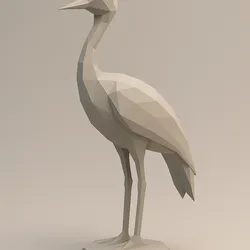 Blue Crane Low Poly 3D Model – Elegant African Bird Sculpture for 3D Printing