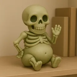 Funny Chubby Skeleton – Cute Fat Skeleton Figurine 3D Print Model (One Solid Piece)