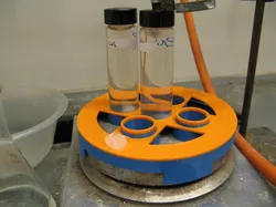 Vial holder for stirring multiple vials on lab stirrer/hotplate
