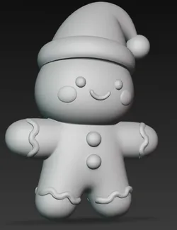 Christmas gingerbread in a Santa Claus hat.