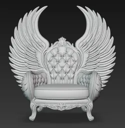 Royal angel demon chair, throne, chair, furniture, doll chair