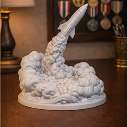 3D printer bestanden | 3MF | Valor Rocket Desk Statue – Military Tribute Rocket Dis