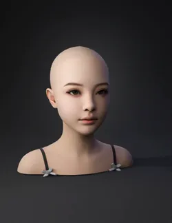 bald human head bust with pale skin front view no facial features vi