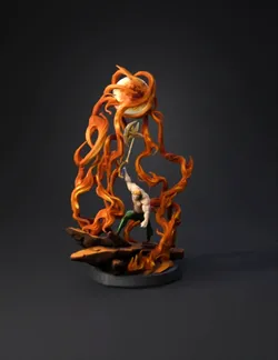 flaming fire sorcerer wielding a sun orb surrounded by flowing flame