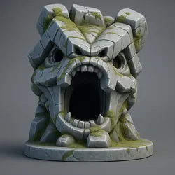 Ancient Stone Monster Head – 3D Printable Fantasy Sculpture