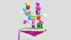 COMPOSICION CON ISLA Y Globos