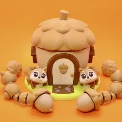 Cute Flexi Squirrel & Acorn House 🐿️