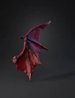 dragon wing red leathery membrane with textured skin bone structure