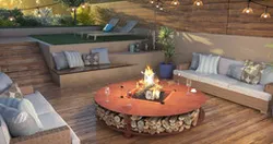 Circle 200 fire table - fireplace and log organizer