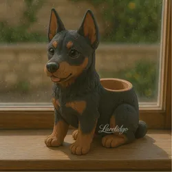 Doberman, maceta, decoración, hogar, porta objetos, joyero, dulcero, recuerdos cumpleaños, baby shower, fiesta, porta vela, recuerdo, boda, ceremonia, regalo,