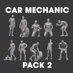Garage car mechanic repair figure pack 2