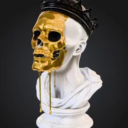 Gilded King Skull – Dripping Gold Marble Bust (Printable)