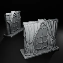 Gothic Ruined Window with Curtains - Manor Scatter Terrain