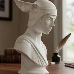"Messenger of Gods" - Hermes (Mercury) Winged Helmet Bust - Minimalist Marble Art