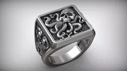 Octopus Skull Tentacle Sea Ornament Signet