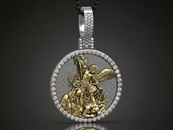 Pendant Saint Archangel Michael vanquishing Satan