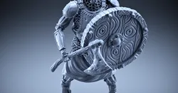 Skeleton - Heavy Infantry - Axe + Round Shield - Defensive Pose